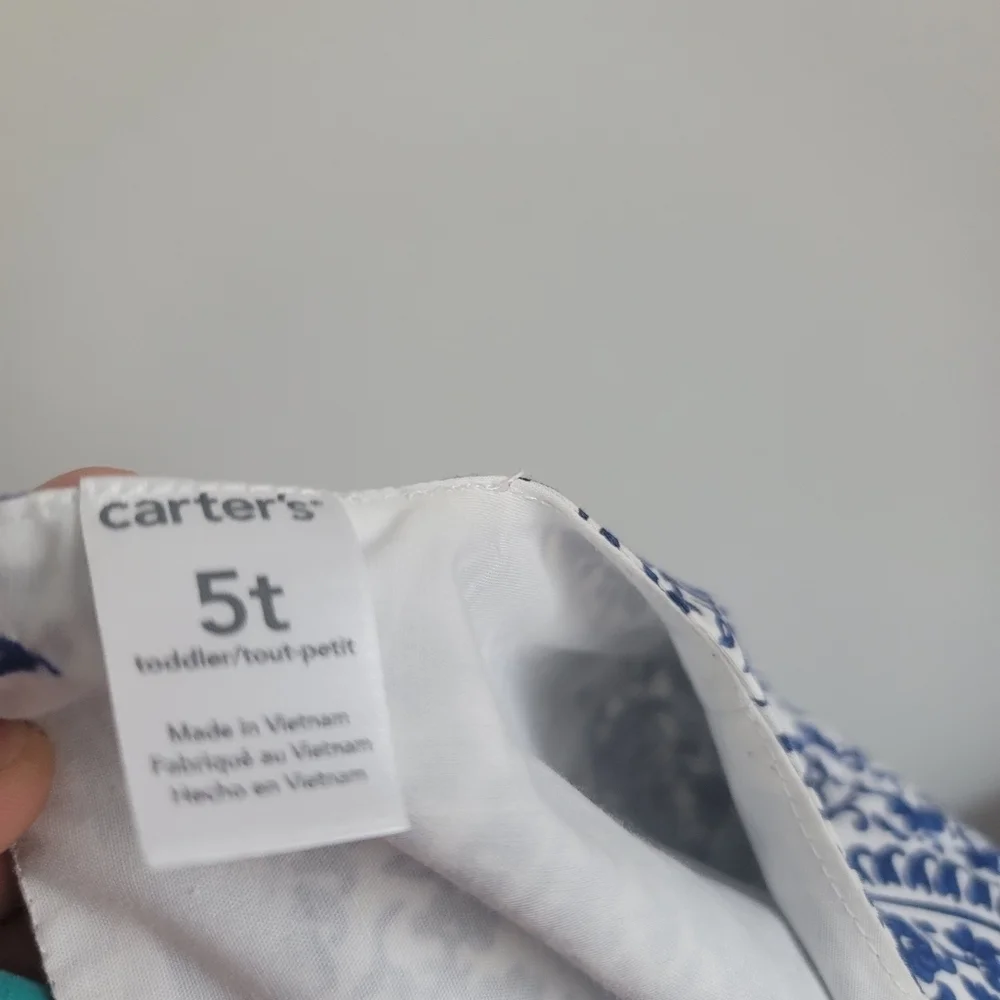 Carter's 5T Blue Floral Paisley Short Sleeve Party Dress Easter‎ Wedding